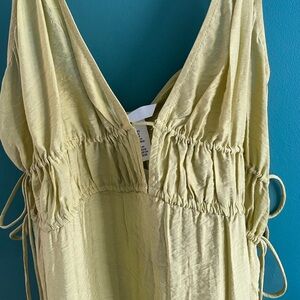 H&M Drawstring-Detailed Dress, Yellow/Green, Size XS, NWT